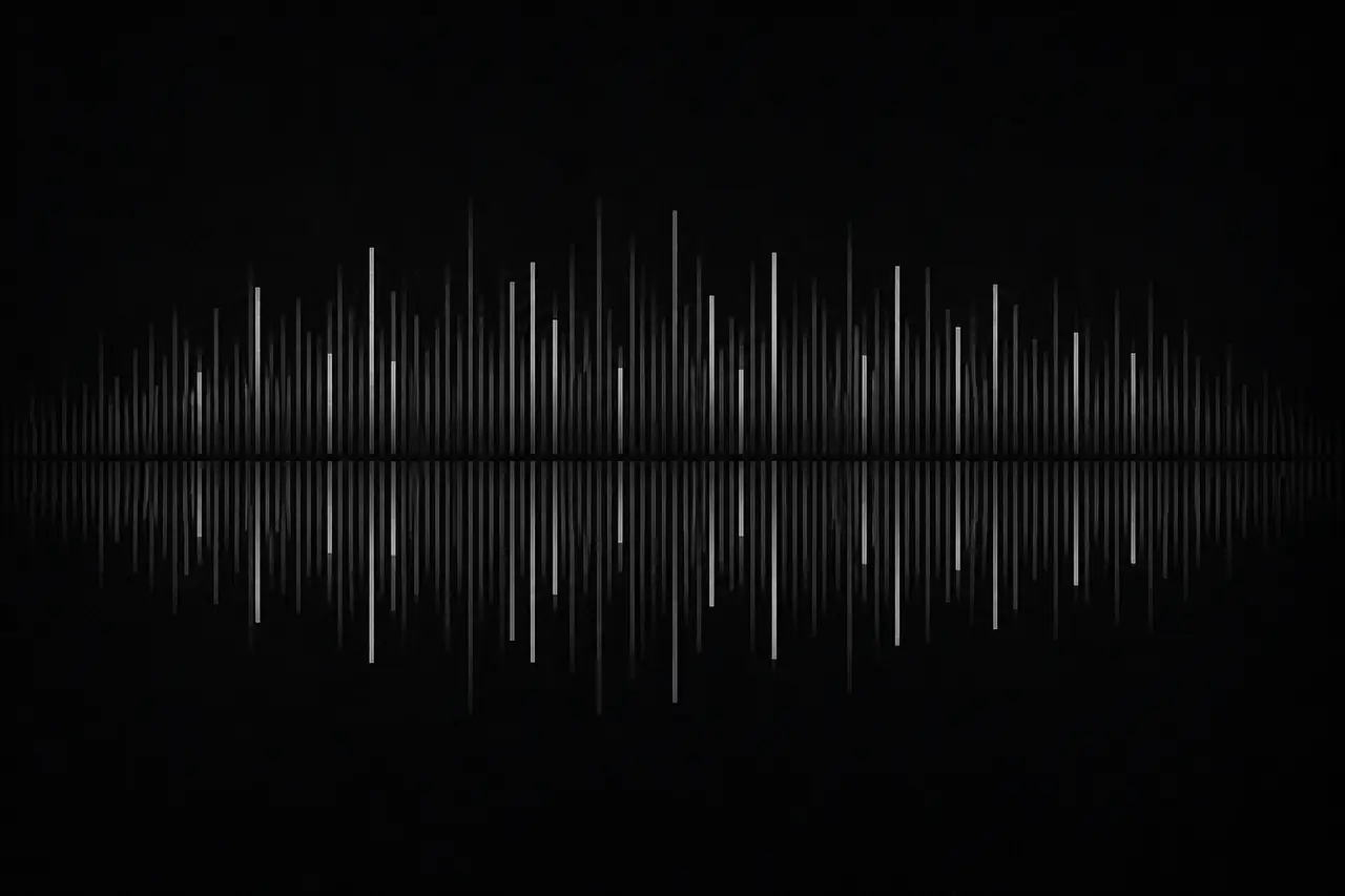 A two-sided depth profile mirrored around a mid price, drawn as densely packed vertical bars.